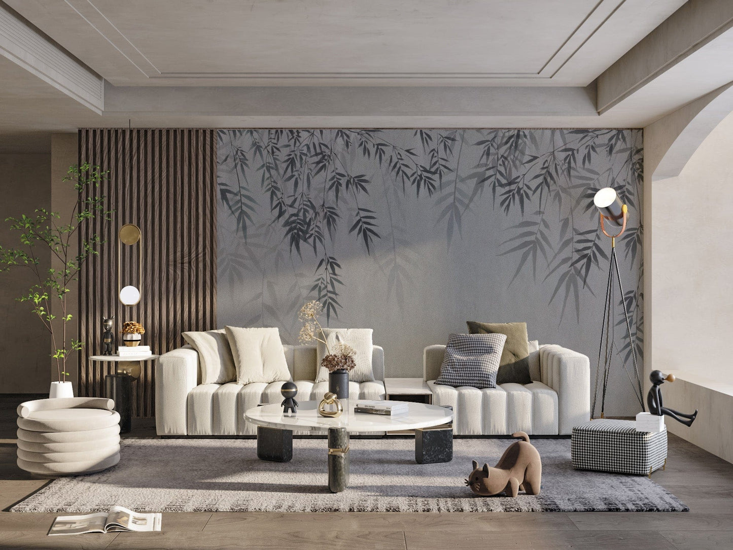Subtle bamboo leaves wall art decor
