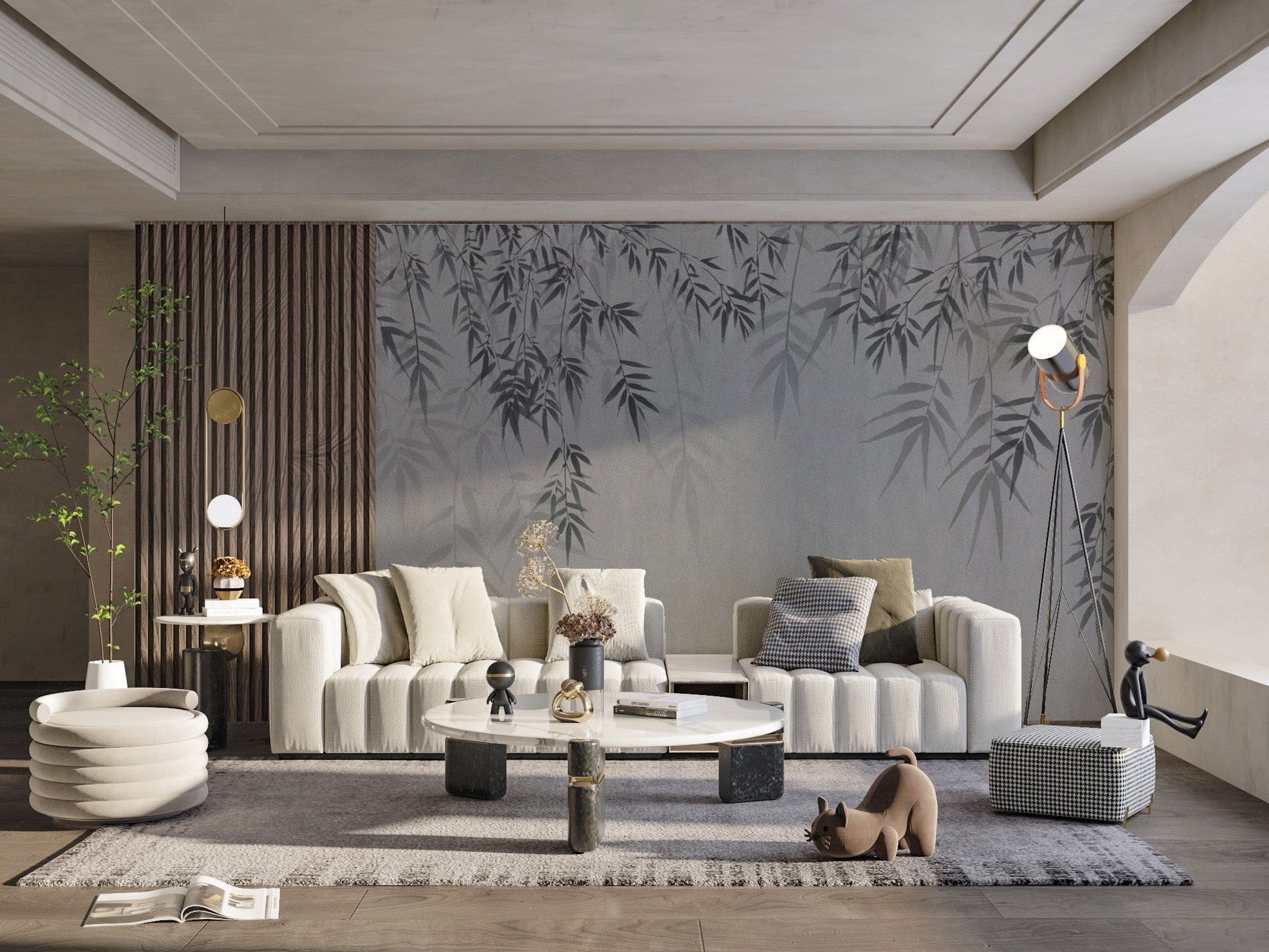 Subtle bamboo leaves wall art decor
