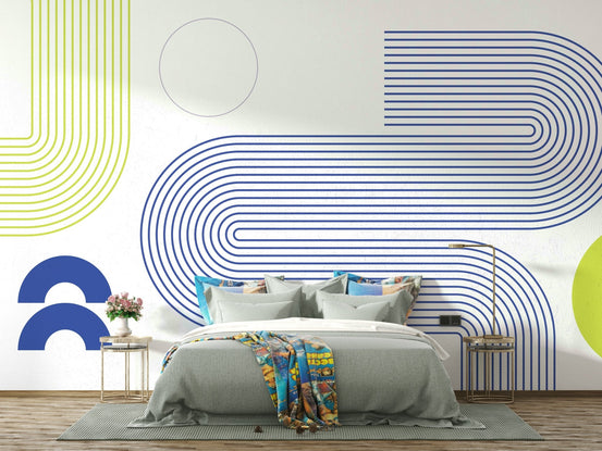 Minimalist Bauhaus Flow Wall Mural full view GD582

