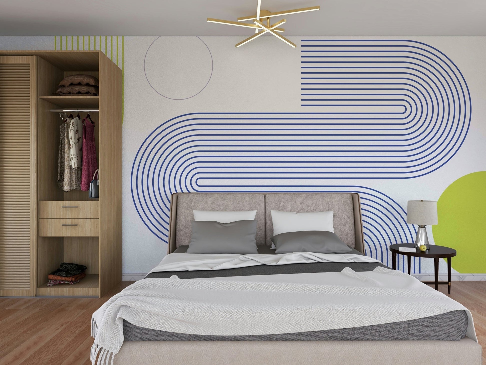 Contemporary minimalist mural design detail

