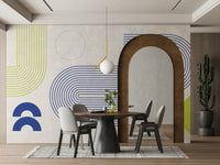 Living room with Bauhaus flow wall mural

