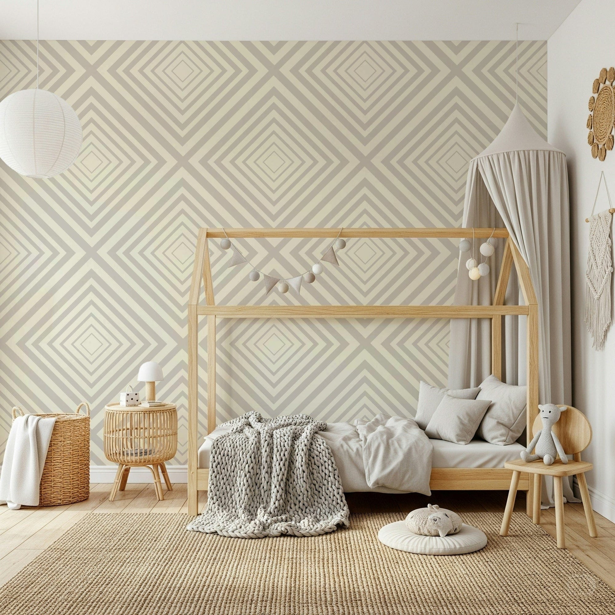 Minimalist Chevron Wallpaper with crisp V-shape stripes and tidy zigzag rows, GD6836