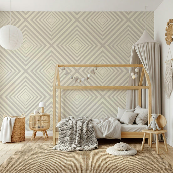Minimalist Chevron Wallpaper with crisp V-shape stripes and tidy zigzag rows, GD6836
