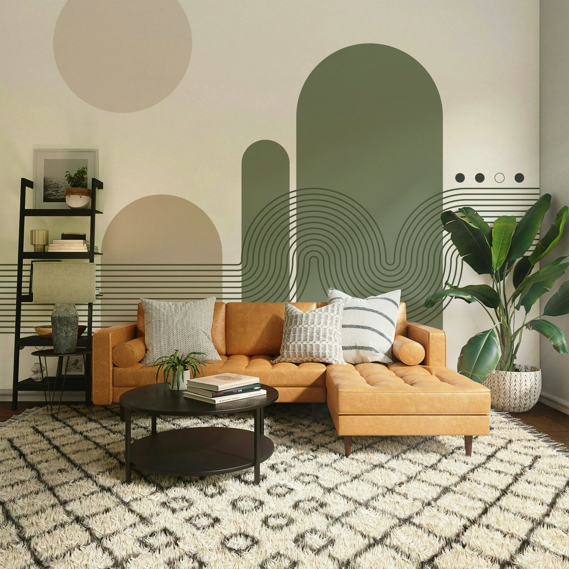 Abstract green shape wall wallpaper

