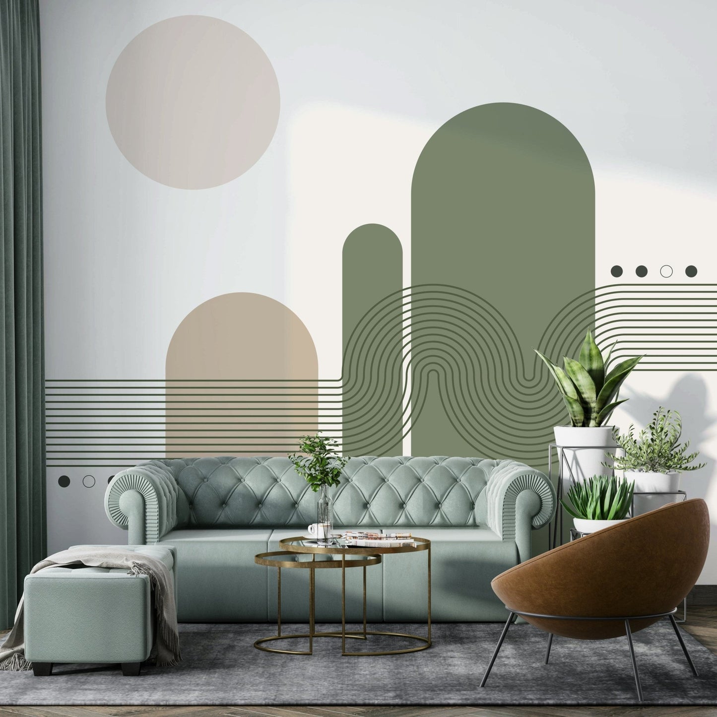 Minimalist curved lines wall design

