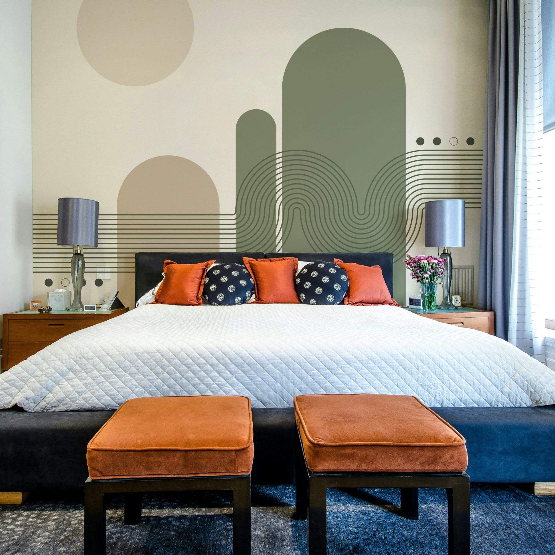 Flowing curved line modern wallpaper

