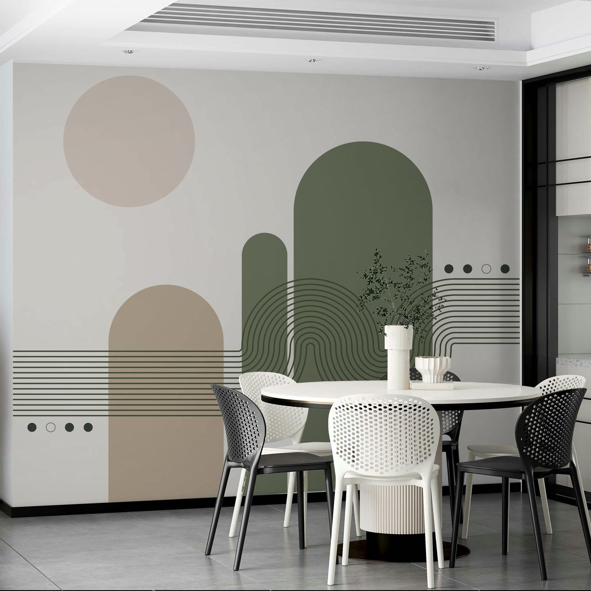 Neutral tone retro wall illustration

