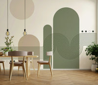 Olive green and beige mural design

