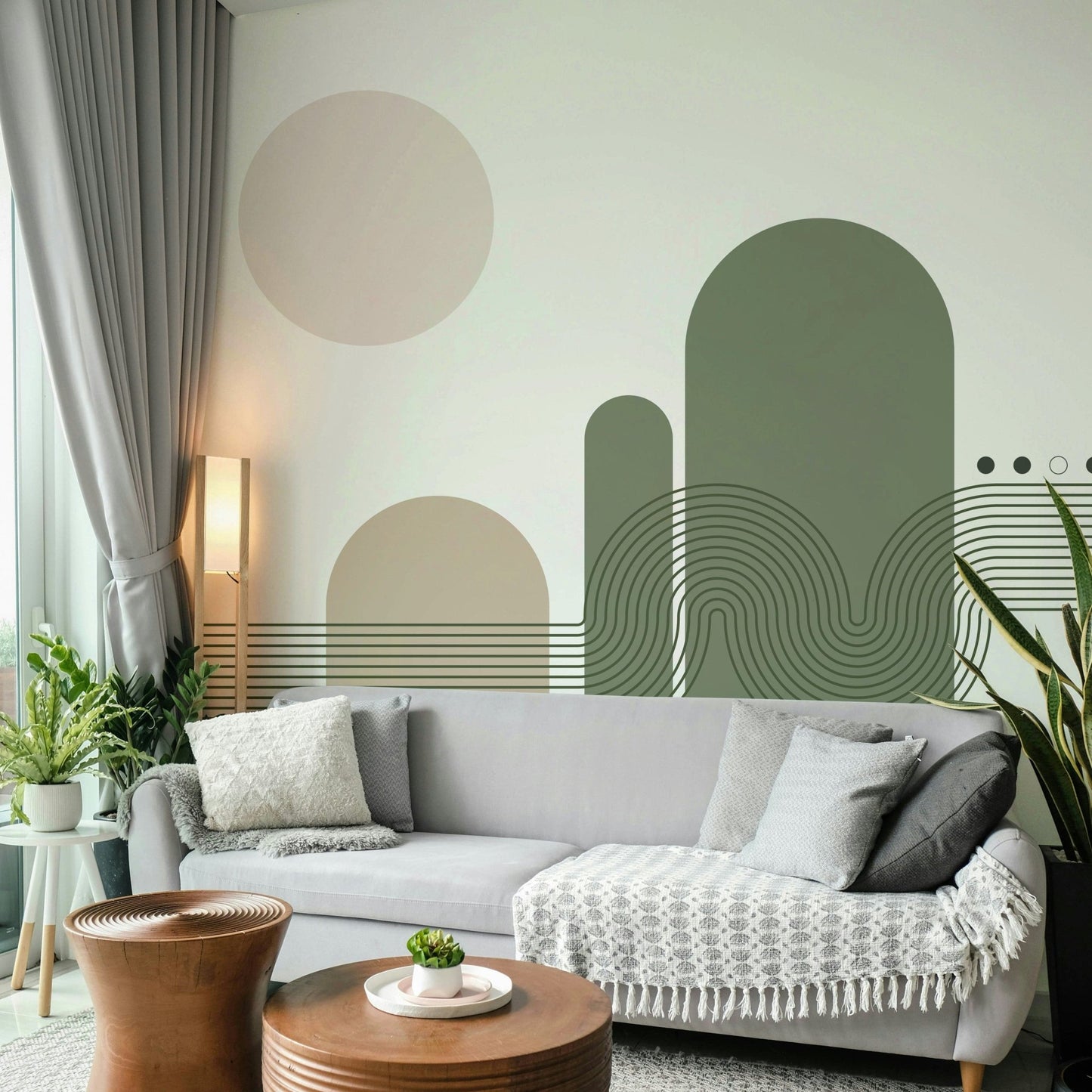 Modern curves and dots wall mural

