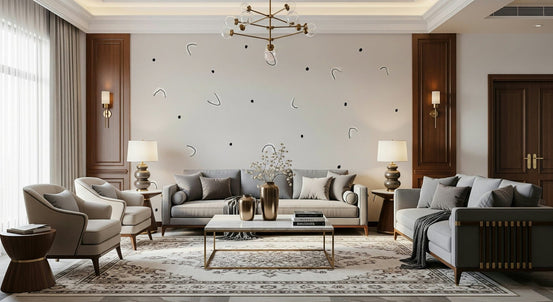 Minimalist Dots Wall Mural design with small black shapes GD5437