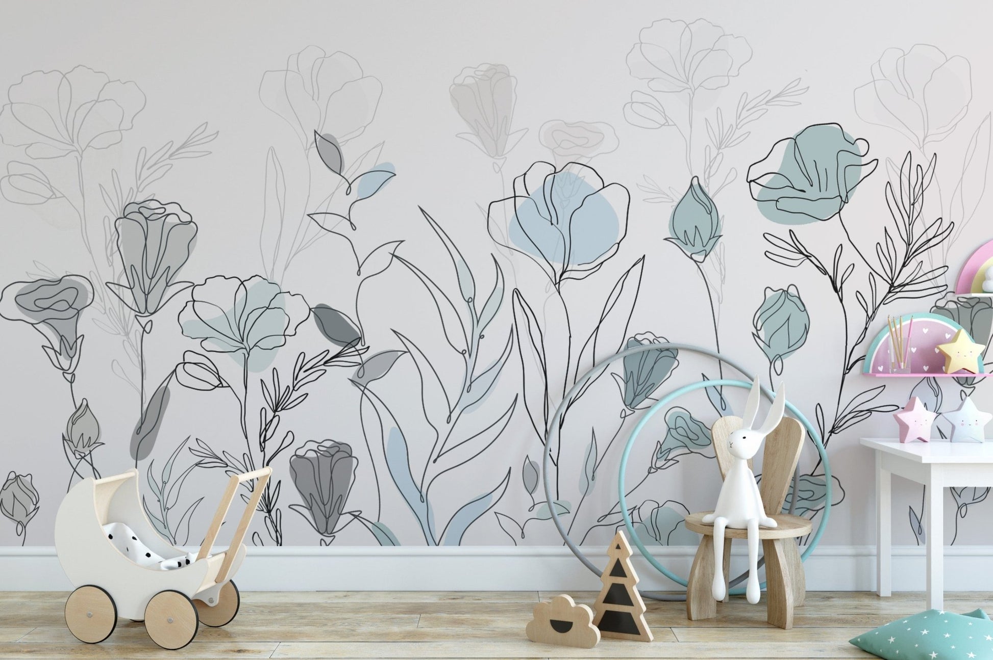 Hand-drawn flower wallpaper design
