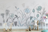 Hand-drawn flower wallpaper design
