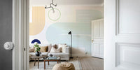 Geometric pattern mural with clean lines

