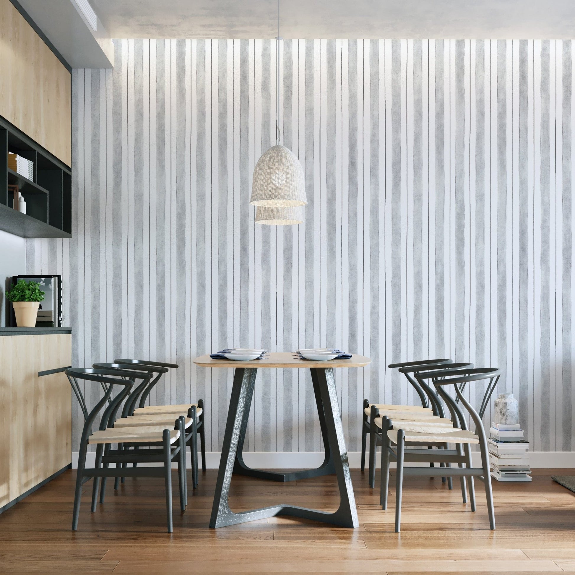 Elegant gray vertical striped wallpaper
