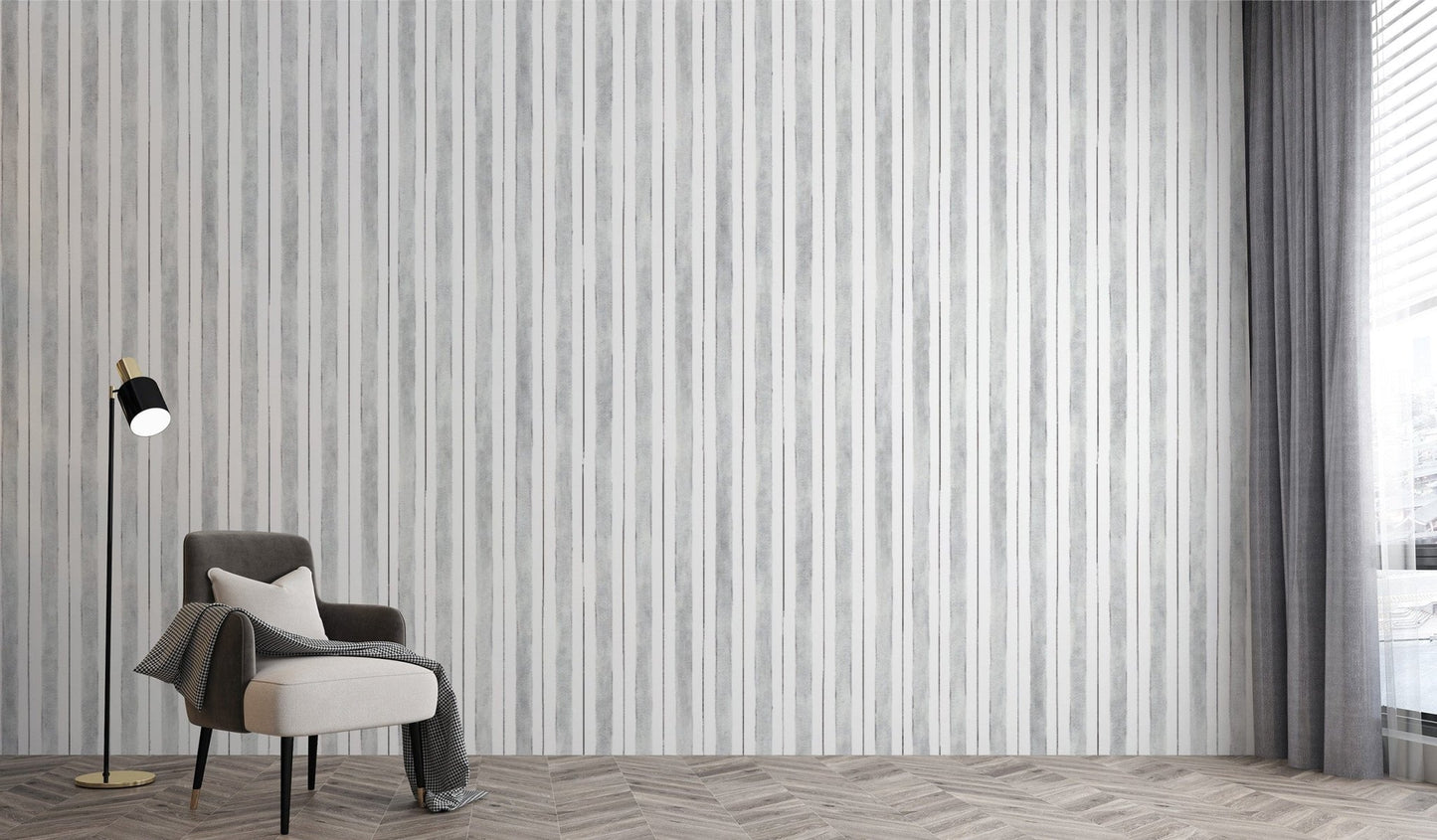 Subtle gray vertical stripe wall design
