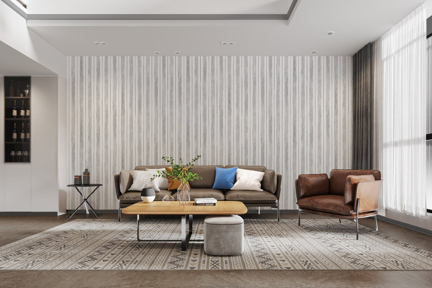 Modern minimalist gray striped wallpaper
