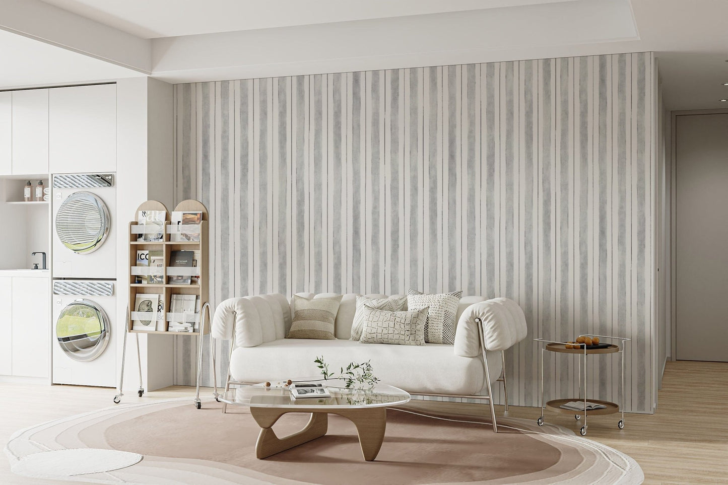 Elegant gray vertical striped wallpaper
