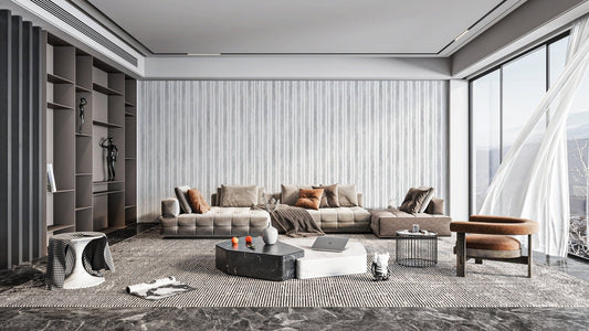 Minimalist gray vertical striped wallpaper
