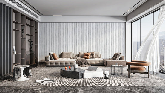 Minimalist gray vertical striped wallpaper
 D306