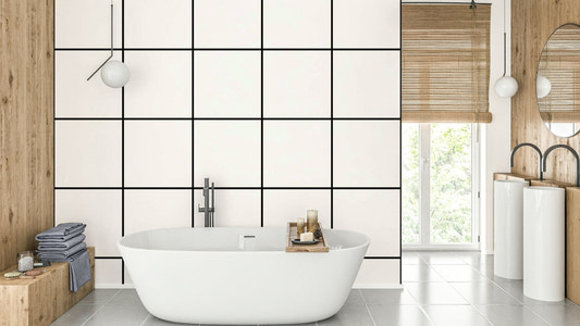 Neat black and white wall pattern in grid form

