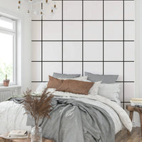 Black and white grid mural for minimalist decor

