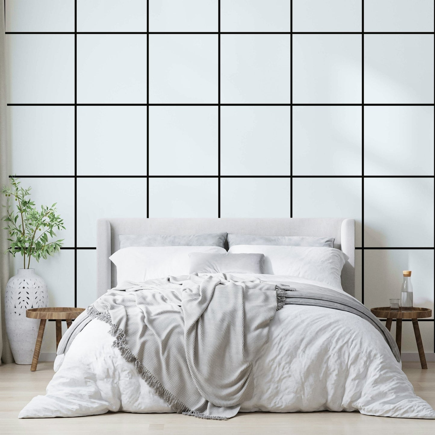 Modern grid design wallpaper in black and white

