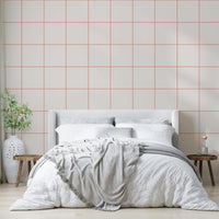 Modern minimalist grid wallpaper with coral roses

