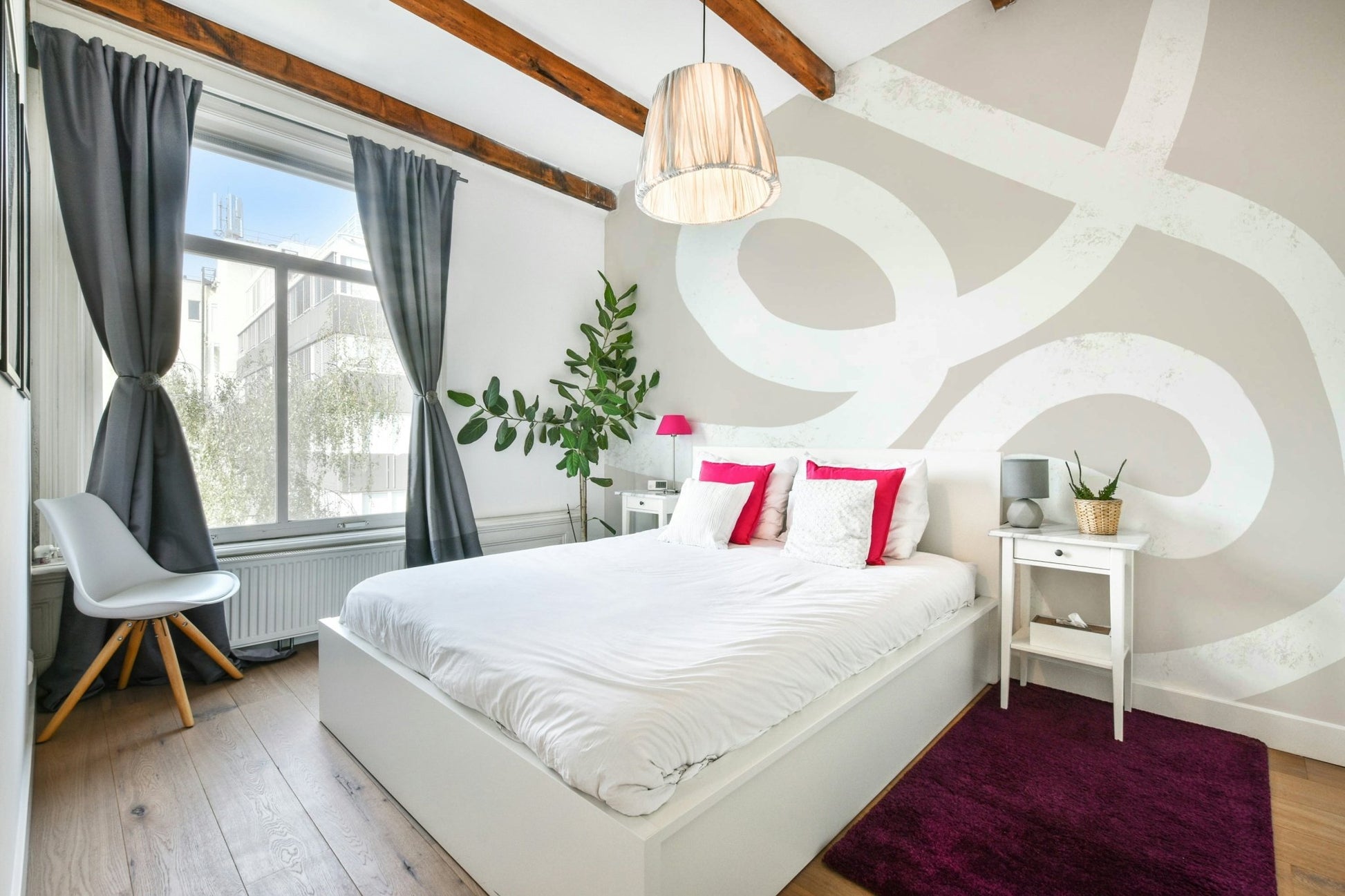 An artistic minimalist form mural for home decor.

