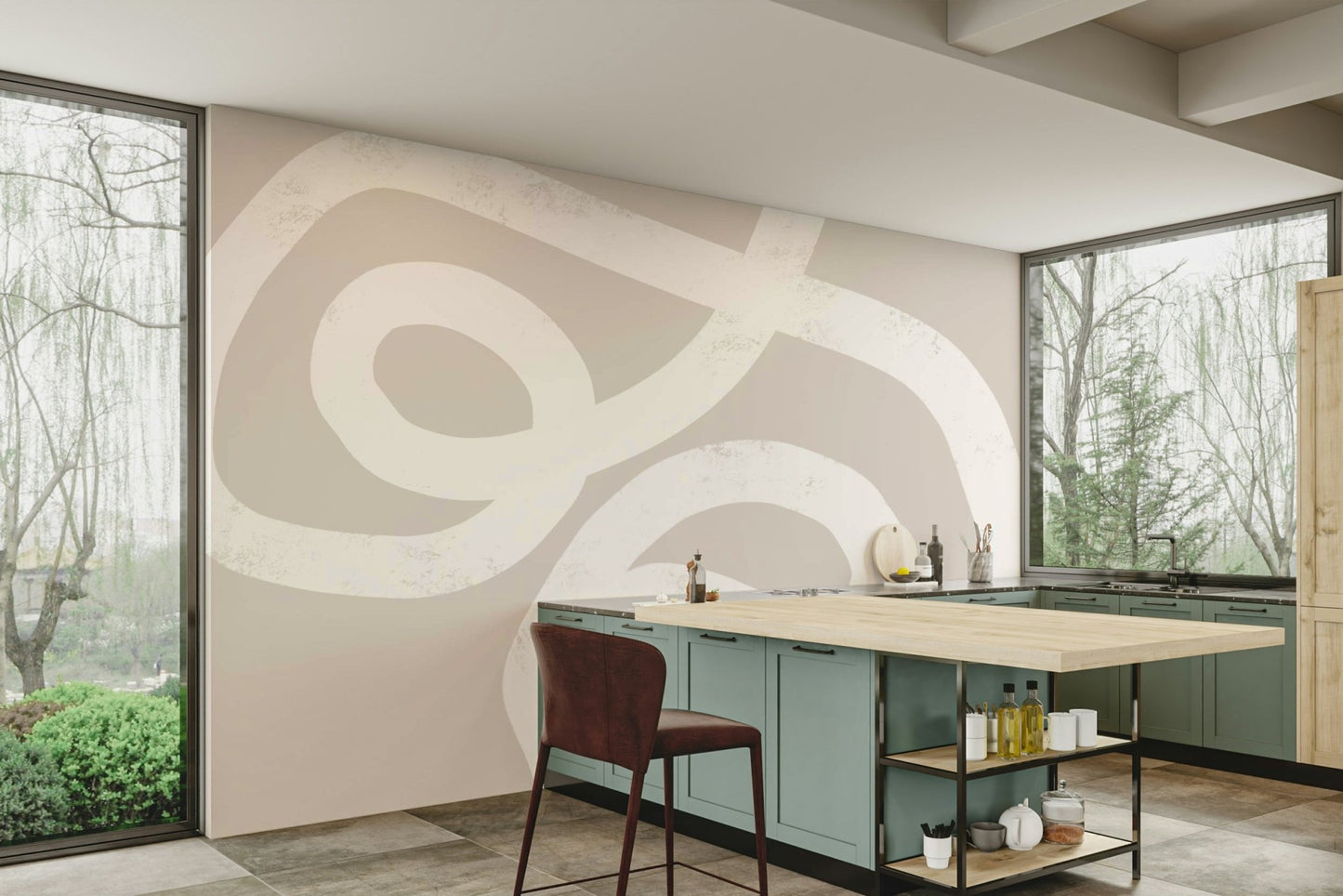 A serene flowing line wall mural for your decor.

