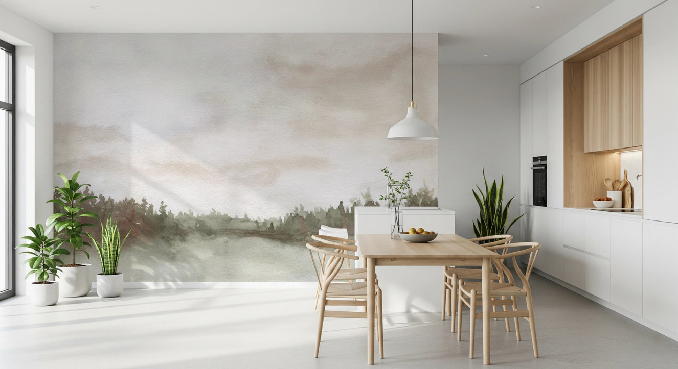 Minimalist Misty Trees Wall Mural