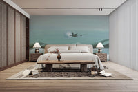 Calming Minimalist Ocean Scene Mural
