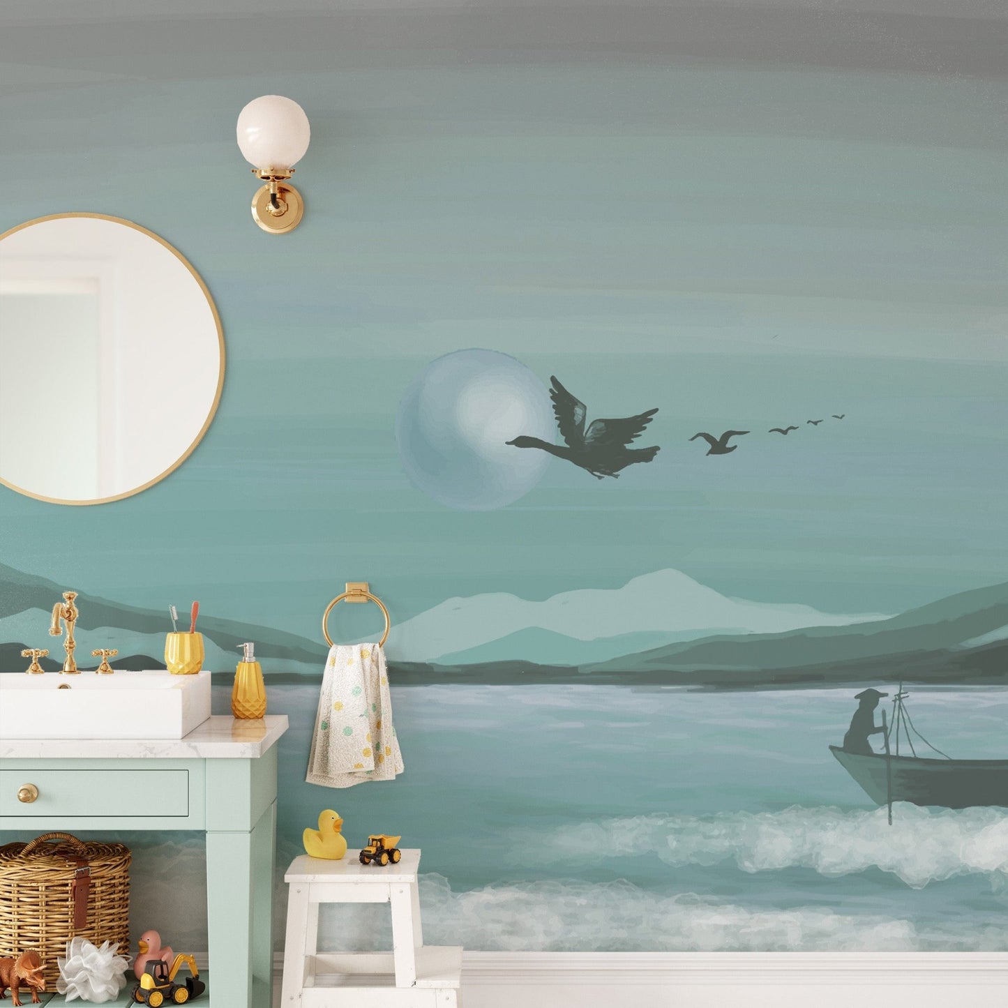 Serene Minimalist Ocean Wallpaper Design
