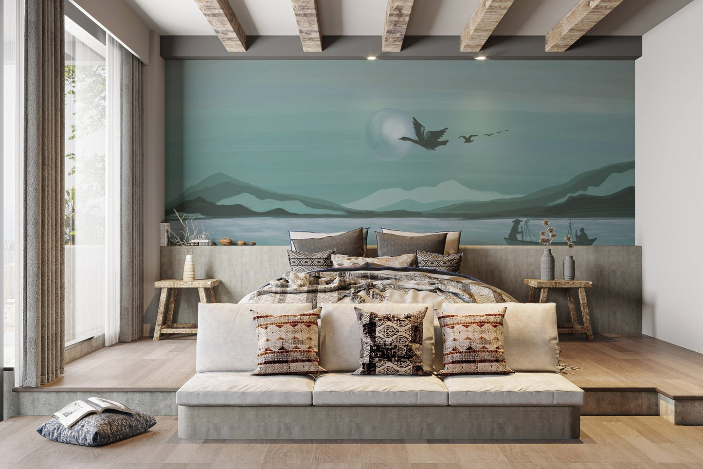 Soft Toned Nature-Inspired Ocean Mural
