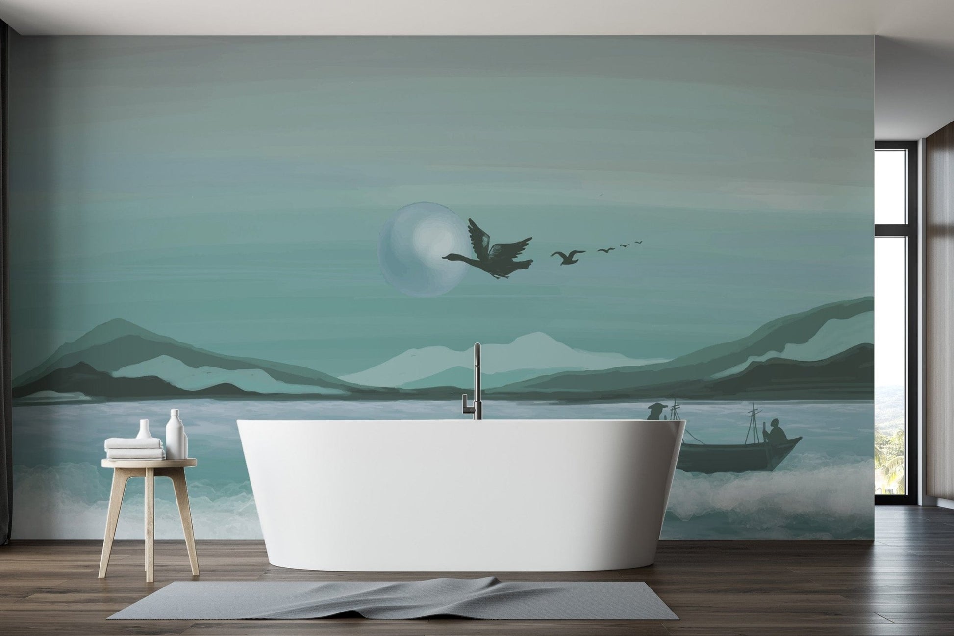 Minimalist Nature-Inspired Ocean Mural
