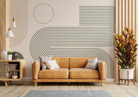 Living room with retro flow wall mural

