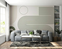 Close-up of flowing retro lines mural wallpaper


