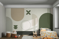 Close-up of simple retro shapes mural wallpaper

