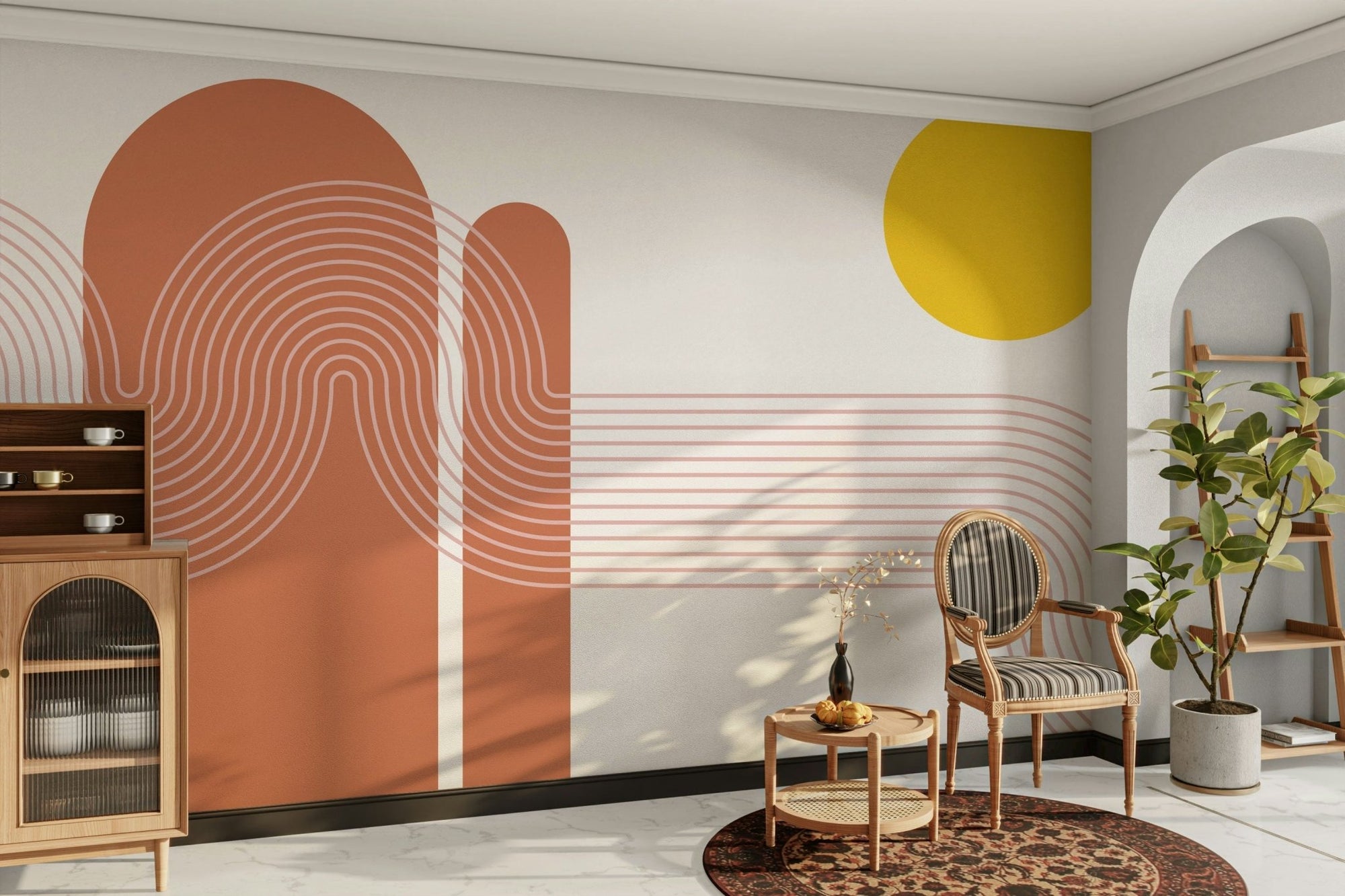 Minimalist Sunset Vibes Wall Mural full view GD581

