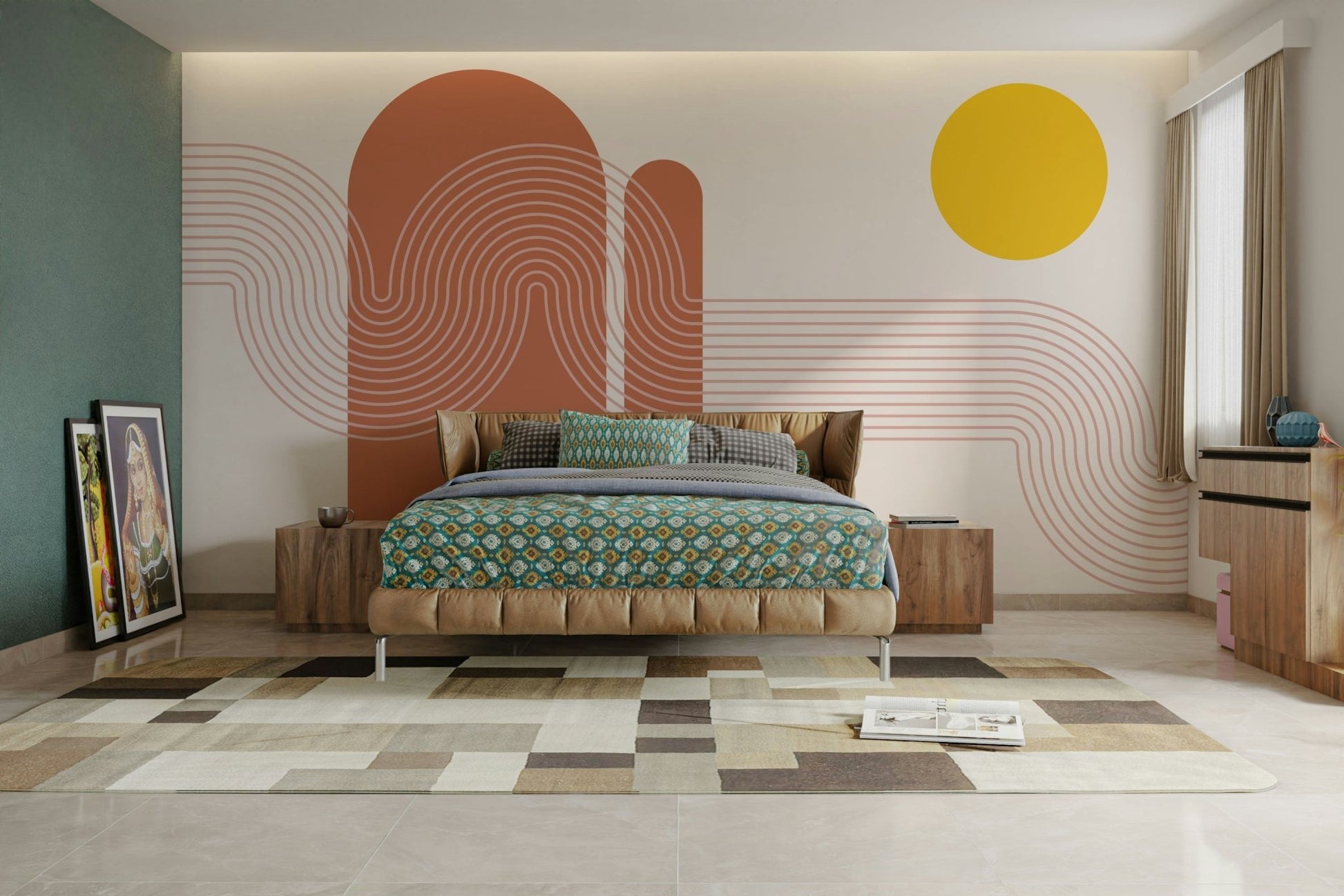 Close-up of soft curved shapes mural wallpaper

