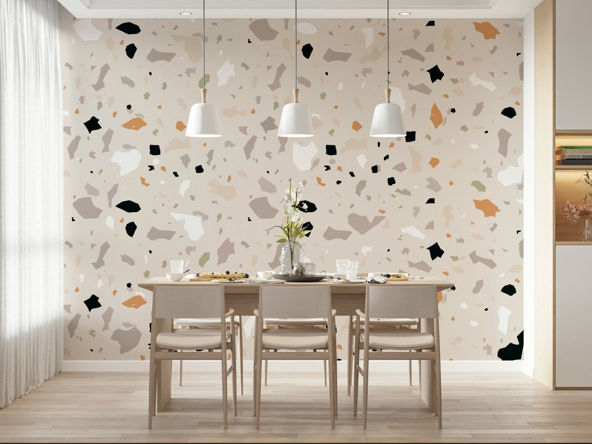 Elegant Art Natural Stone wall mural with fine aggregate details on a pale surface.