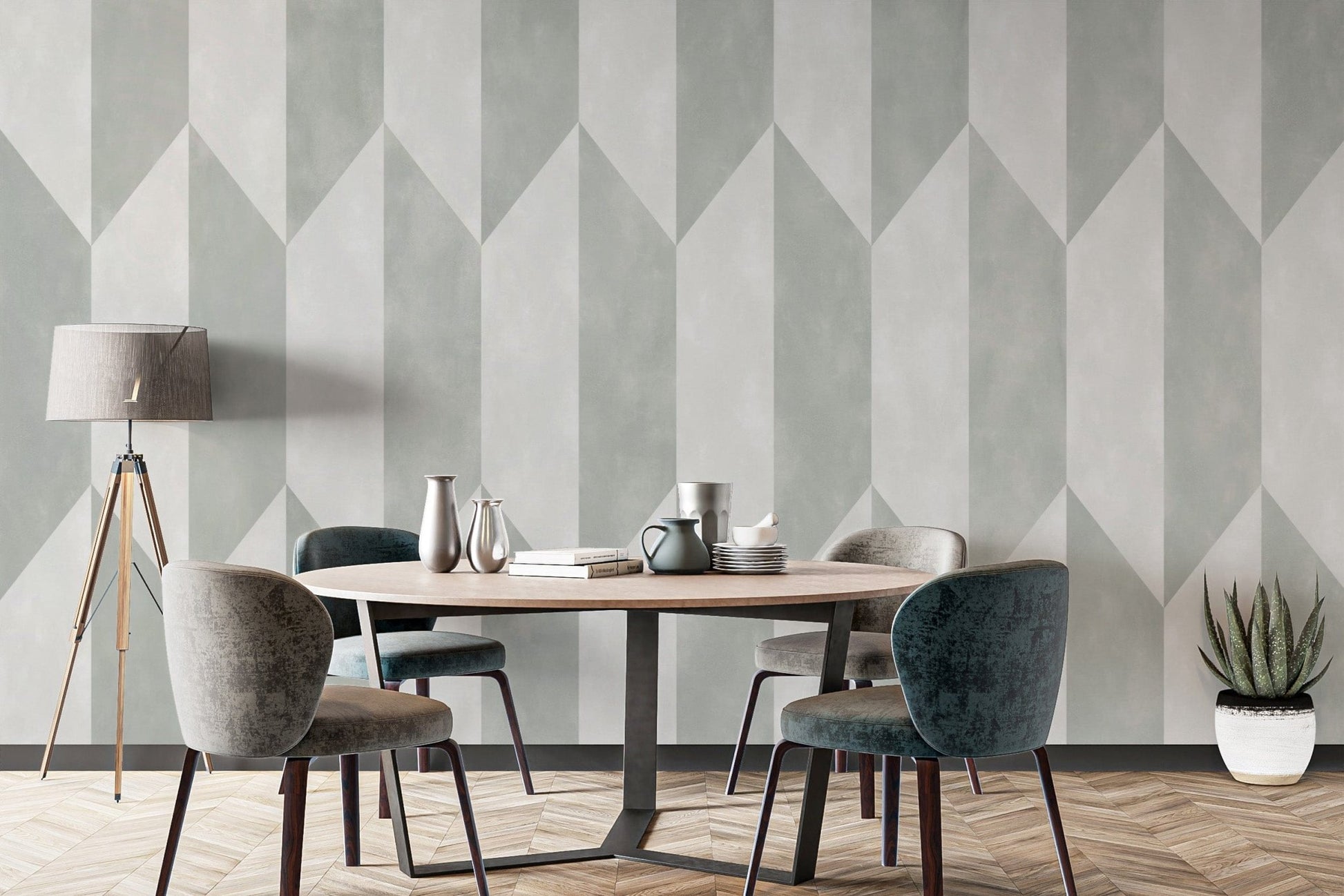 Modern geometric panel pattern wallpaper B654

