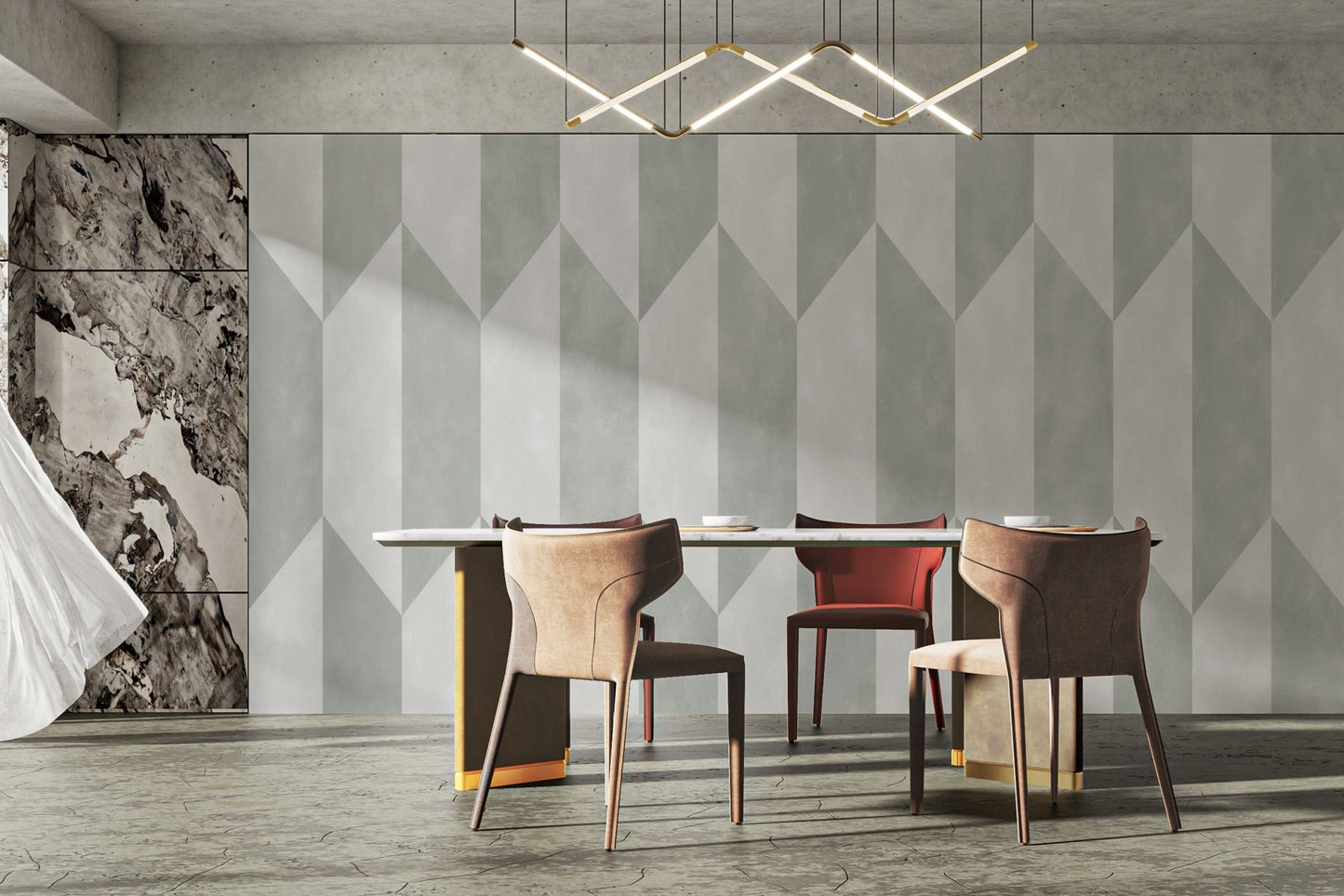 Contemporary geometric panel wallpaper B654
