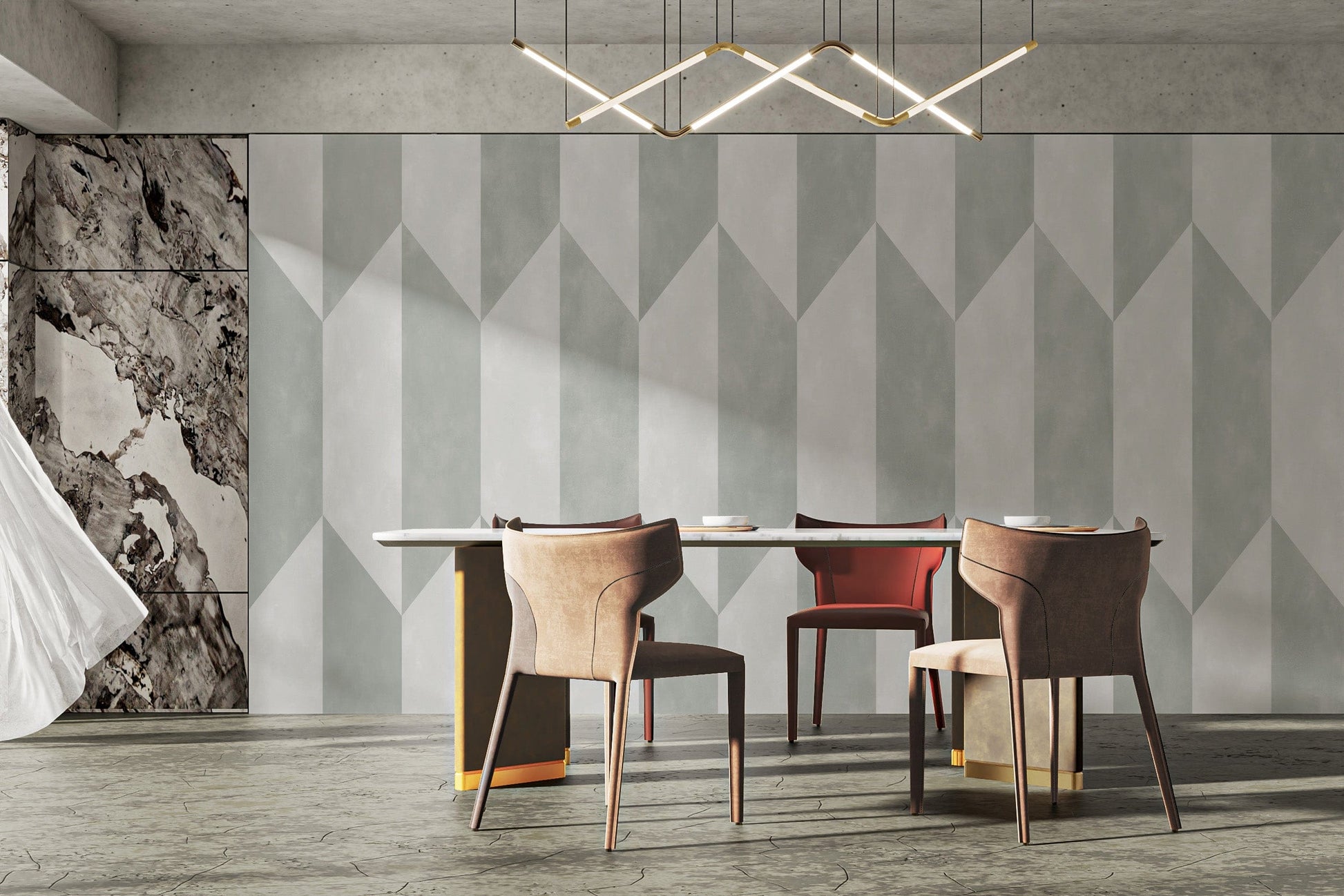 Contemporary geometric panel wallpaper
