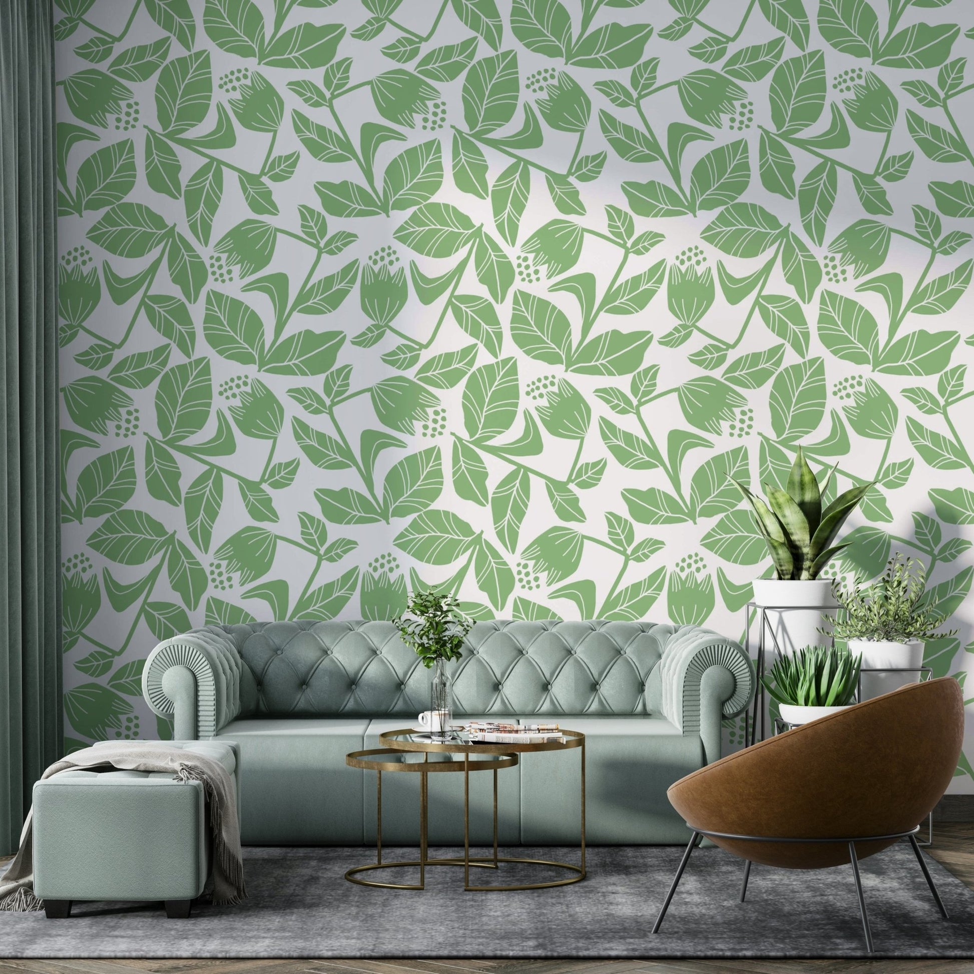 Soft mint background with flowers
