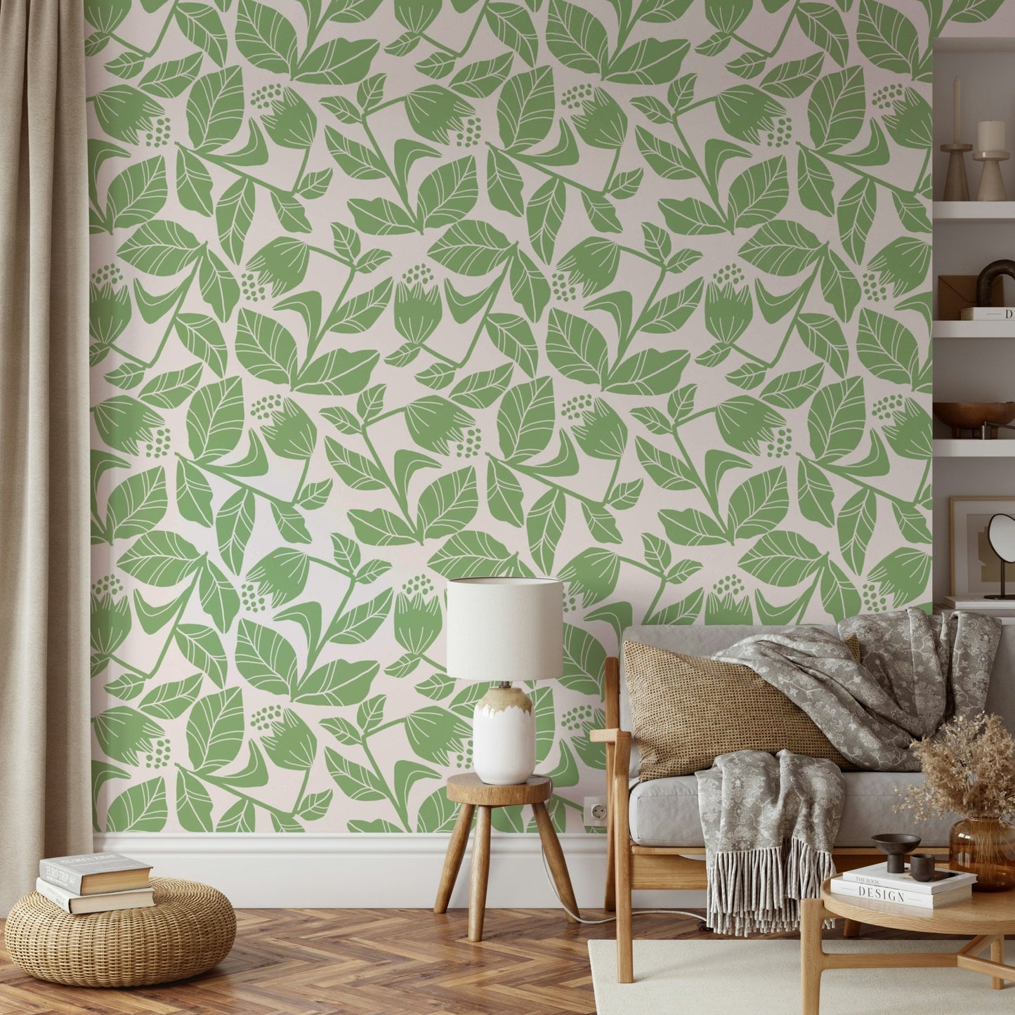 Floral pattern with mint hue
