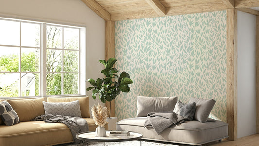 Mint leaves wallpaper on a wall

