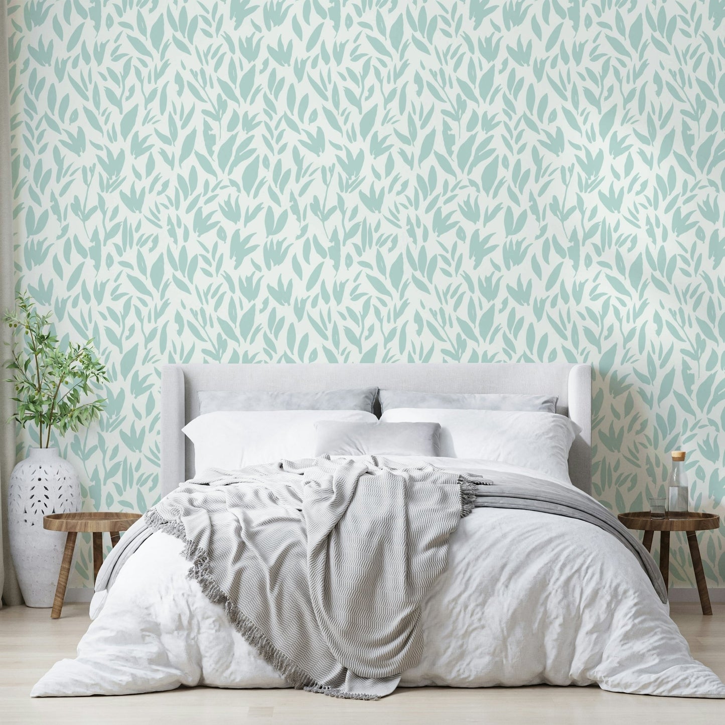 An interior with a peaceful and open accent wall


