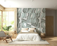 A graceful subtle pattern wall mural in cool, tranquil tones.