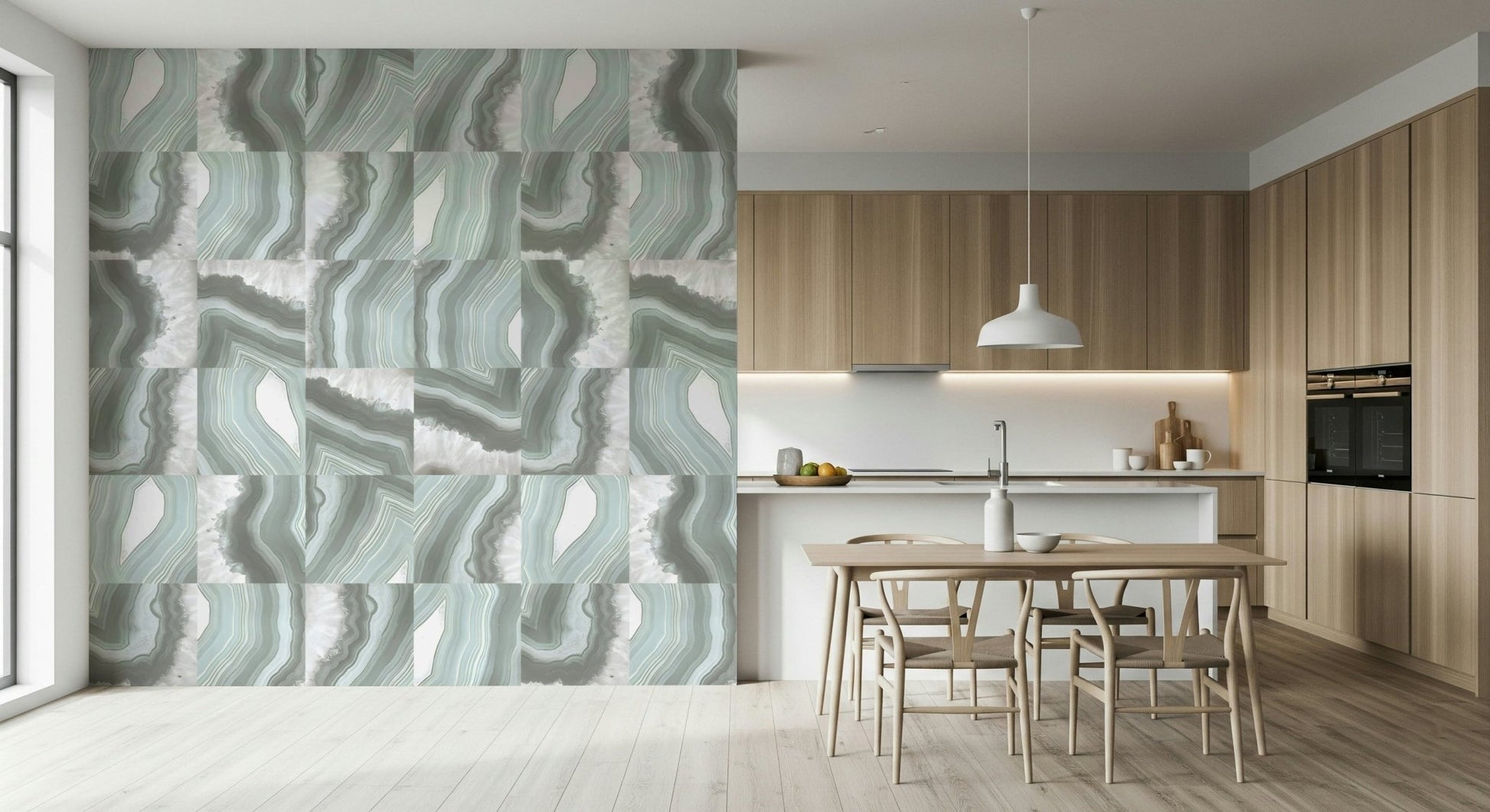 A contemplative gentle design wallpaper mural for a feature wall.