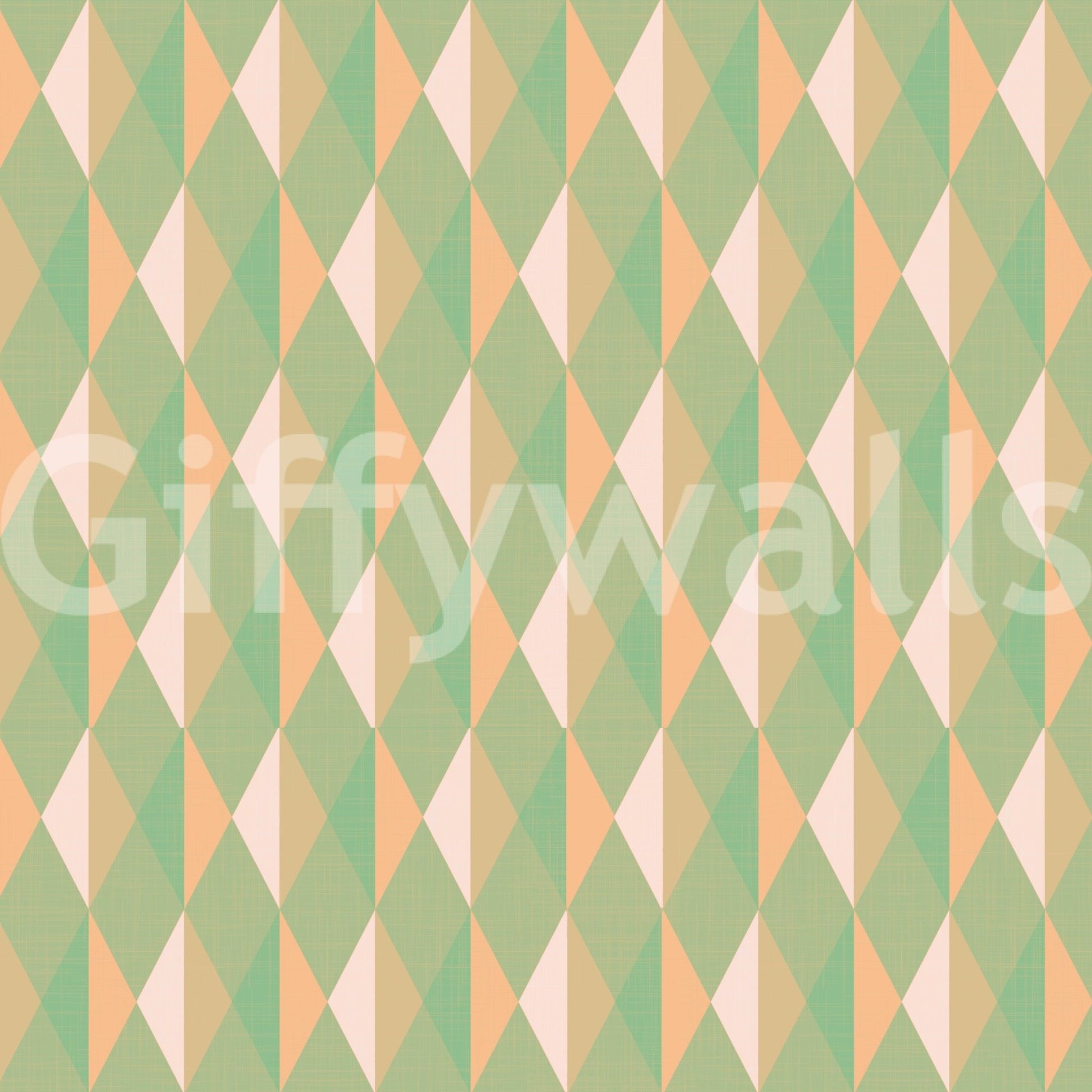 Mint & Peach Triangles Wall Mural